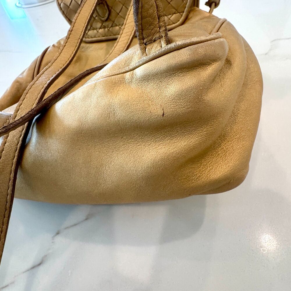 Bottega Veneta Intrecciato Mini Gold Leather Backpack - Picture 8 of 14